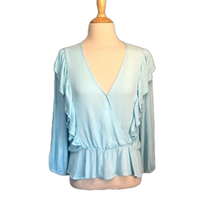 Bcbgeneration Seafoam Green Rayon Long Sleeve‎ Top, Size L